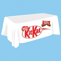 6' draped table throw with customization.... from ASI 30442 Above & Beyond...