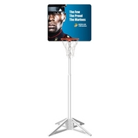 Free-standing basketball display with hoop and net and a 3 part... from ASI...