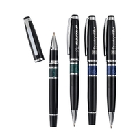 Contemporary solid brass cap off roller ball pen in enamel black... from ASI...