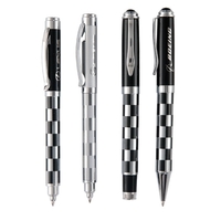 Twist action ballpoint pen with geo patterns, black cap, silver ring,... from...