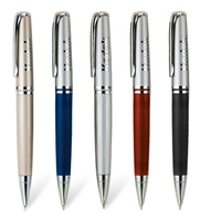 Brass ballpoint twist action pen with chrome trim and a modern... from ASI...