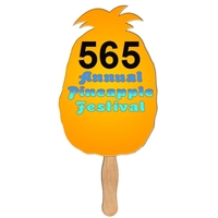 Digital printed pineapple shape auction fan with visible wooden stick.......