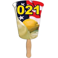 Digital printed cup shape auction fan with visible wooden stick.... from ASI...