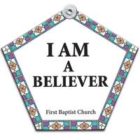 Church shape paper window sign with suction cup (not attached).... from ASI...