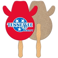 Cowboy shaped fan is laminated on front with a high gloss... from ASI 67620...