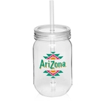 24 oz. Plastic Mason Jars with Straw