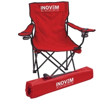 Outdoor folding chair. Heavy duty steel frame, polyester fabric, 2 cup......