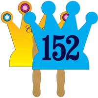 Digital printed crown shape auction fan with visible wooden stick.... from...