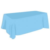 6 ft. polyester table cover with non-fitted design; sold blank.... from ASI...