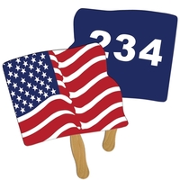 Flag shape auction fan with hidden wooden stick.... from ASI 67620 Lion...