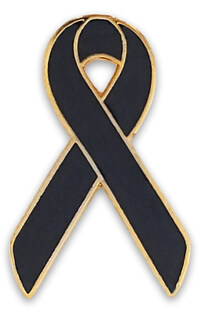 Black Anti - Gang Ribbon Lapel Pin