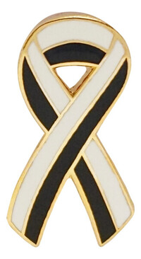 Black and White Awareness / Support Ribbon Lapel Pin