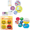 Buttons - Celluloid/plastic with your custom printed branding or personalized logo.
