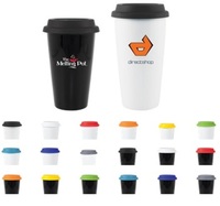 Double-wall 11 oz / 16 oz Porcelain Mug with Silicone Lid... from ASI 51197...