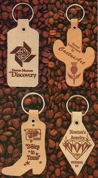 Custom Shaped Branded Leather Keytag... from ASI 61900 Houston Leather & Glass