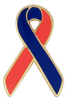 Navy Blue and Red Heart Disease Awareness / Support Ribbon Lapel Pin
