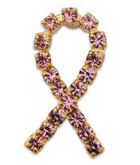 Pink Rhinestone Breast Cancer Awareness / Support Lapel Pin