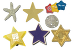 Star Shaped Buttons and Pins with your custom printed branding or personalized logo.