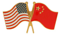 US / American and China Friendship Flags Friendship Pin