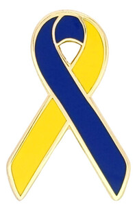 Navy and Yellow Down Syndrome Awareness / Support Ribbon Lapel Pin