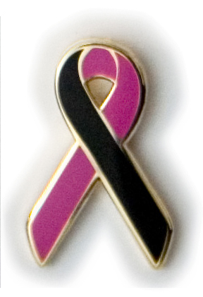 Black and Pink Ribbon Lapel Pin