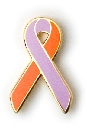 Lavender and Orange Eczema Awareness / Support Ribbon Lapel Pin
