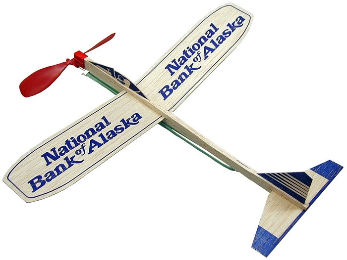 Balsa airplane with a rubber band powered prop, printed tail and... from ASI 58630 Paul K Guillow Inc