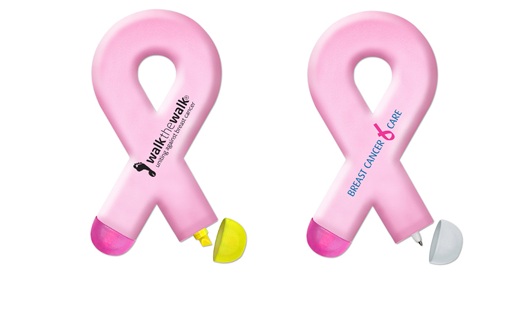 Pink Ribbon Shaped Highlighters... from ASI 67675 Liqui-Mark Corp