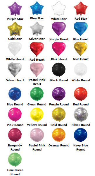 Heart / Star / Round Mylar Foil Balloons... from ASI 55675 Galaxy Balloons Inc