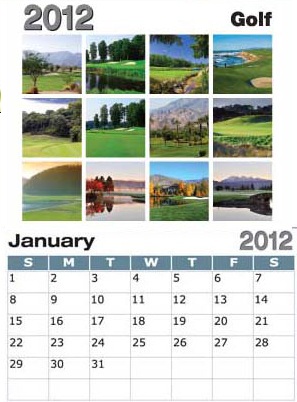 Golf Sticky Back Calendar... from ASI 79392 Premiums Plus Inc