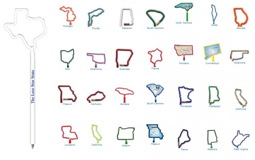 State / Country / Map Shaped Pens and Pencils... from ASI 39850 The Bentcil Company