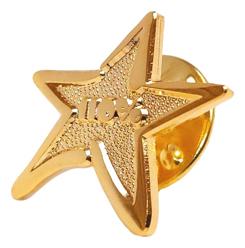 Lapel Pin in Star Shape w/ 110% Percent Text