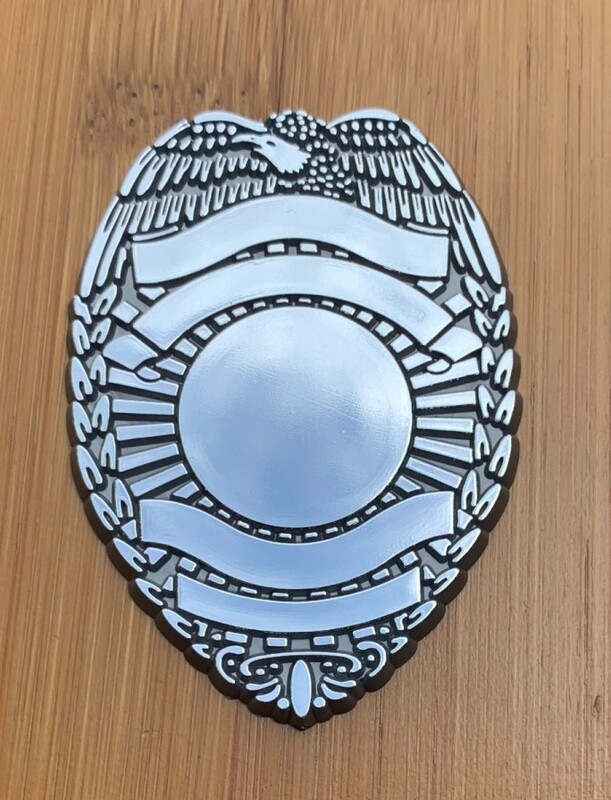 Plastic Junior Police officer badge, choose base color of black, silver... from ASI 94245 North Attleboro Jewelry Company
