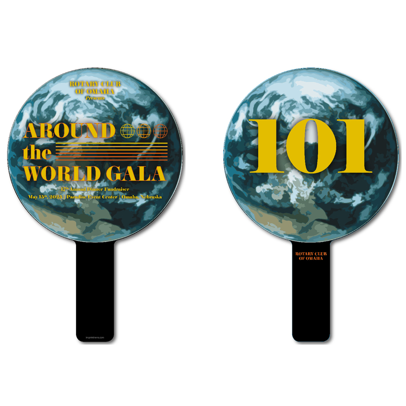 Custom shaped corrugated plastic bidder auction paddles / hand fans with... from ASI 54322 FireSprint Printing