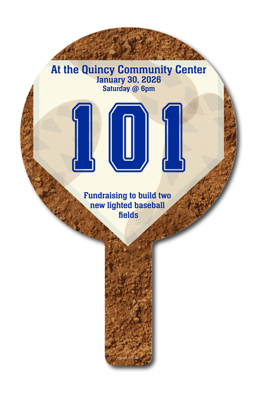 Custom shaped corrugated plastic bidder auction paddles / hand fans with... from ASI 54322 FireSprint Printing