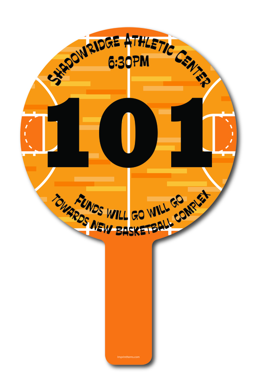 Custom shaped corrugated plastic bidder auction paddles / hand fans with... from ASI 54322 FireSprint Printing