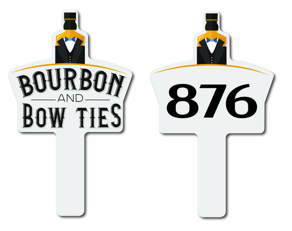 Custom shaped corrugated plastic bidder auction paddles / hand fans with... from ASI 54322 FireSprint Printing