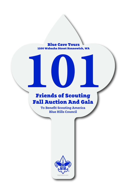 Custom shaped corrugated plastic bidder auction paddles / hand fans with... from ASI 54322 FireSprint Printing