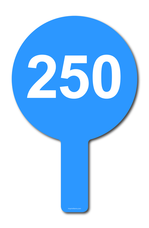 Custom shaped corrugated plastic bidder auction paddles / hand fans with... from ASI 54322 FireSprint Printing