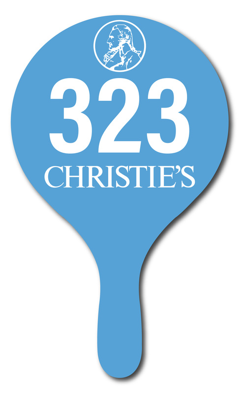 Custom shaped corrugated plastic bidder auction paddles / hand fans with... from ASI 54322 FireSprint Printing