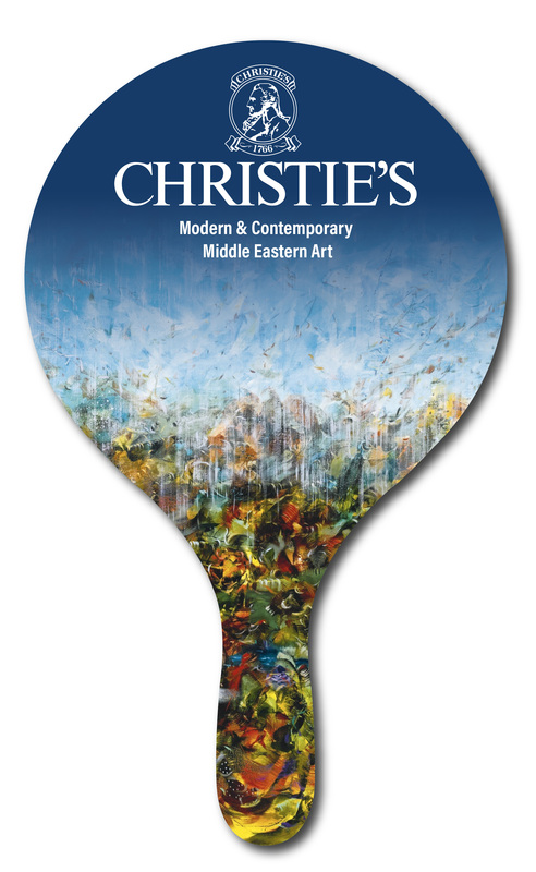 Custom shaped corrugated plastic bidder auction paddles / hand fans with... from ASI 54322 FireSprint Printing