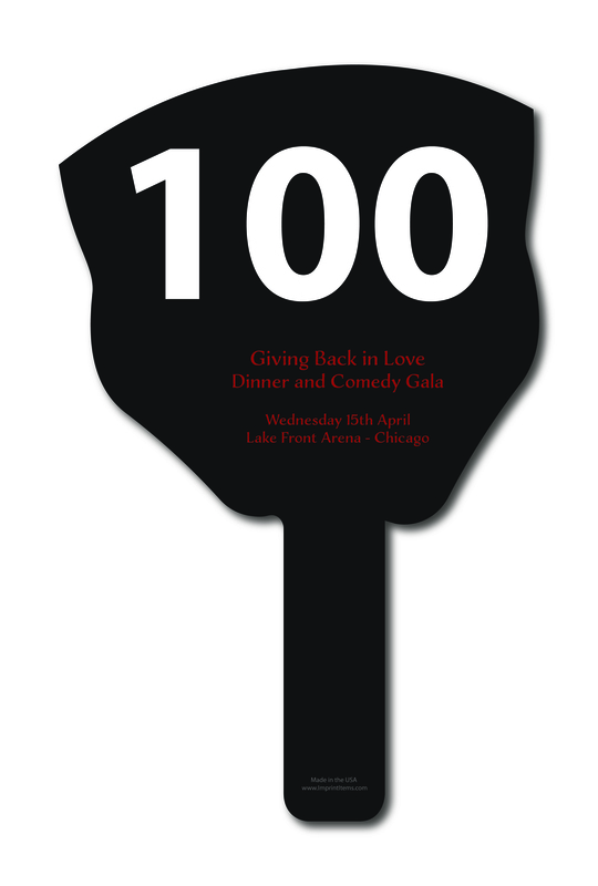 Custom shaped corrugated plastic bidder auction paddles / hand fans with... from ASI 54322 FireSprint Printing