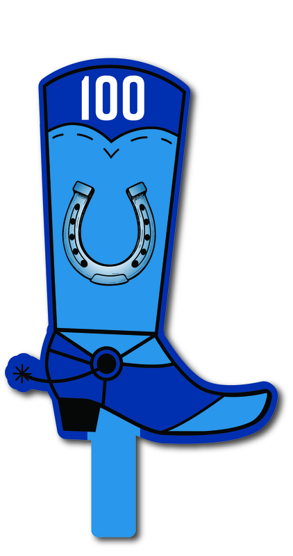 Western Cowboy Boot shaped corrugated plastic bidder auction paddles / hand... from ASI 54322 FireSprint Printing