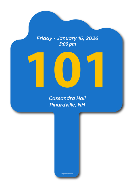 Custom shaped corrugated plastic bidder auction paddles / hand fans with... from ASI 54322 FireSprint Printing