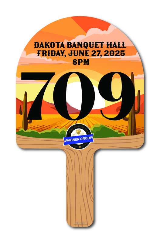 Custom shaped corrugated plastic bidder auction paddles / hand fans with... from ASI 54322 FireSprint Printing