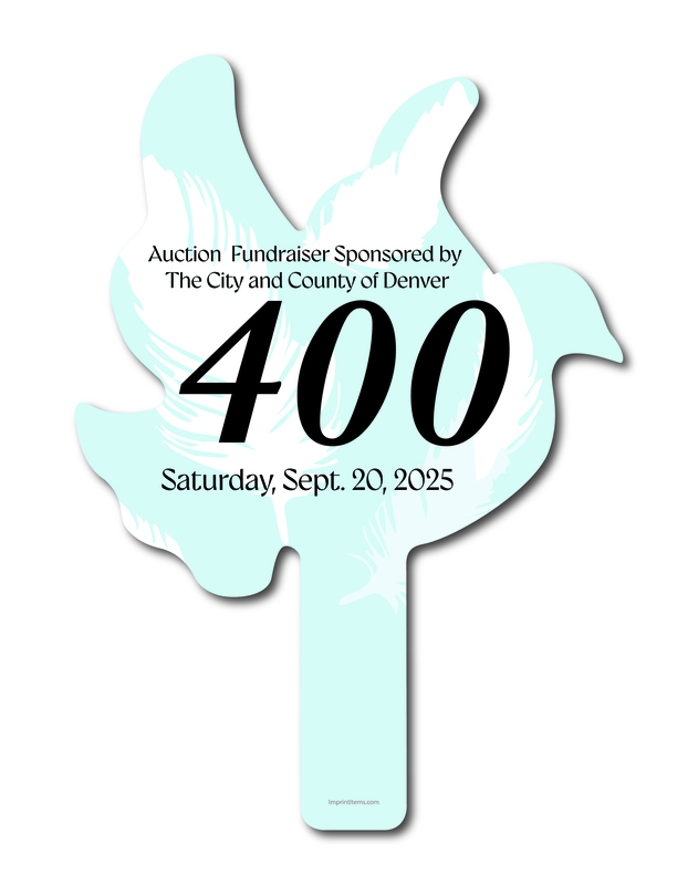 Custom shaped corrugated plastic bidder auction paddles / hand fans with... from ASI 54322 FireSprint Printing