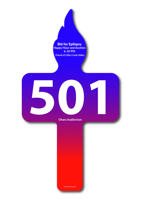 Custom shaped corrugated plastic bidder auction paddles / hand fans with... from ASI 54322 FireSprint Printing