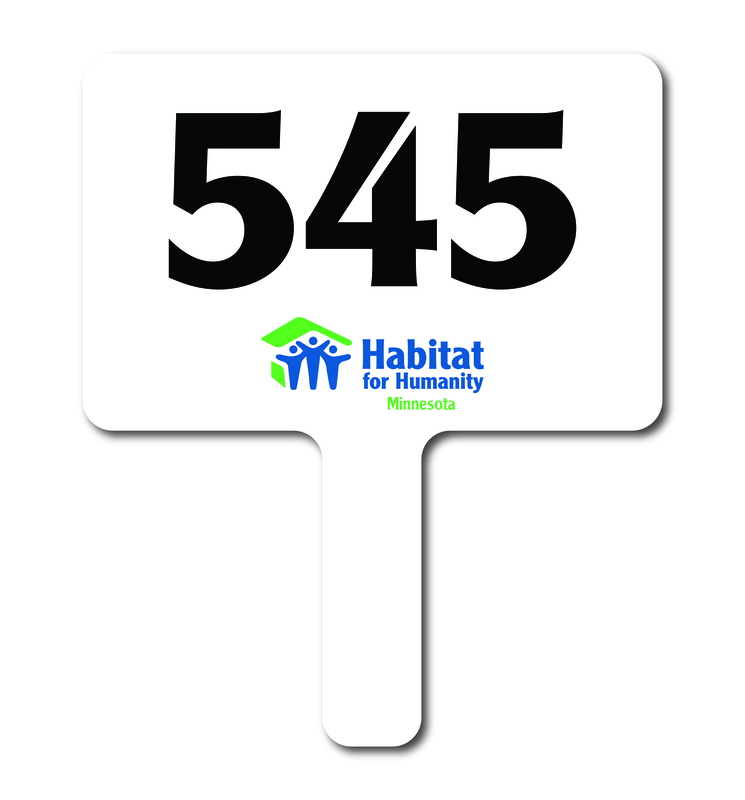 Custom shaped corrugated plastic bidder auction paddles / hand fans with... from ASI 54322 FireSprint Printing