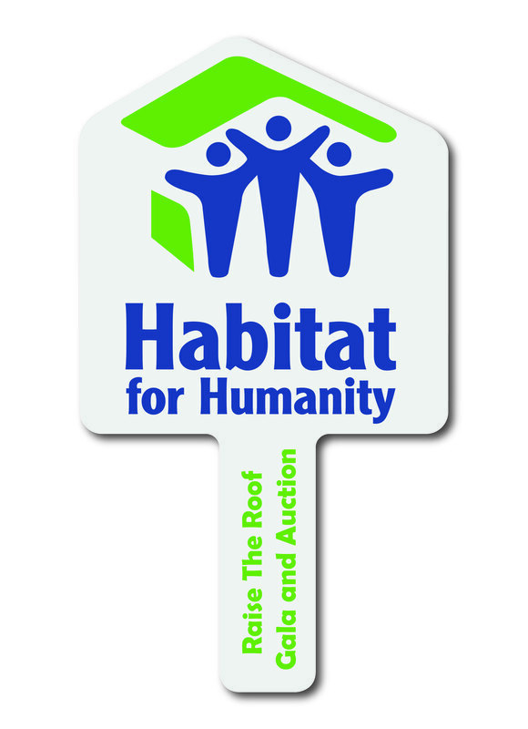 Custom shaped corrugated plastic bidder auction paddles / hand fans with... from ASI 54322 FireSprint Printing