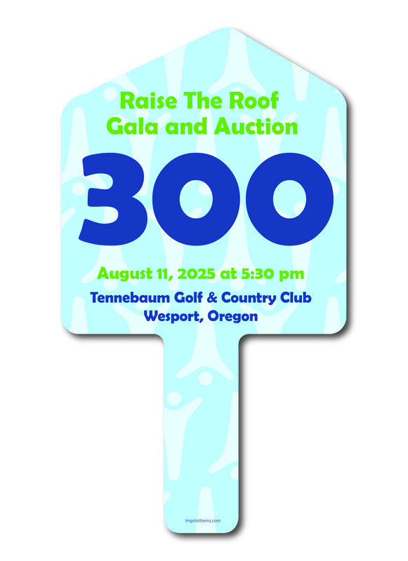 Custom shaped corrugated plastic bidder auction paddles / hand fans with... from ASI 54322 FireSprint Printing